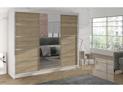 Skříň Debora VI 200 - bílá/dub sonoma