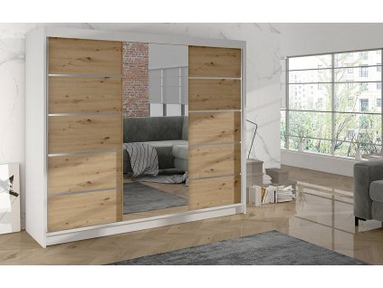 Skříň Debora VI 200 - bílá/dub artisan