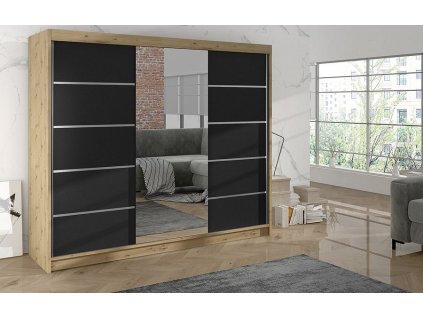 Skříň Debora VI 200 - dub artisan/černá