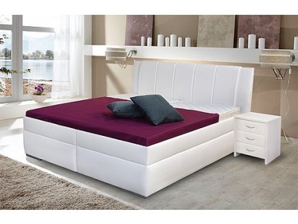 Postel BIBIANA 2 180cm, s roštem a s úložným prostorem (Varianta ekokůže šedá/bílá)