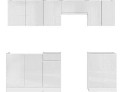 kuch.JUNONA MODUL 2/240 BBL (BIP) bílý lesk/bílá (BEZ PRAC. DESKY)