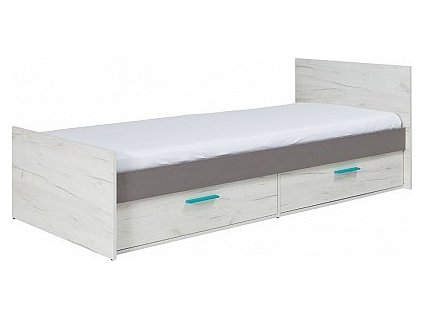 Postel AREST R05 90cm, s roštem a s úložným prostorem (Varianta dub kraft / šedá)