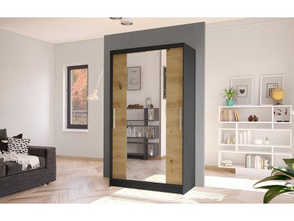 Skříň Kosta II 100 - černá/dub artisan