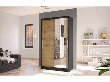 Skříň Kosta VI 100 - černá/dub artisan