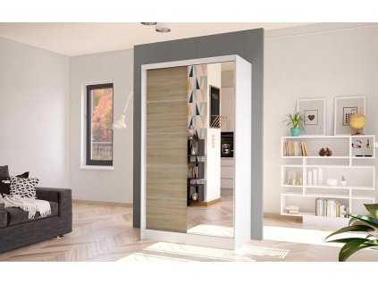 Skříň Diem III 100 - bílá/dub sonoma