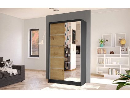 Skříň Diem III 100 - černá/dub artisan