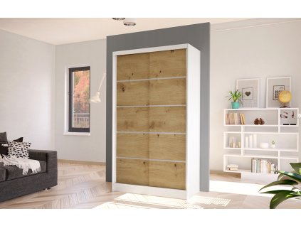 Skříň Diem IV 100 - bílá/dub artisan