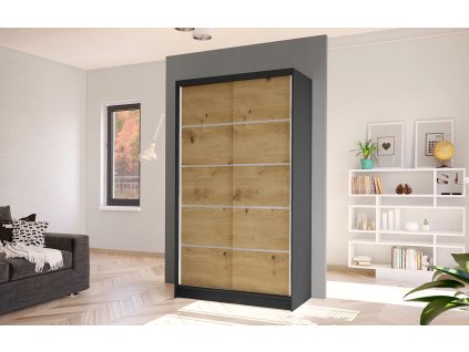 Skříň Diem IV 100 - černá/dub artisan