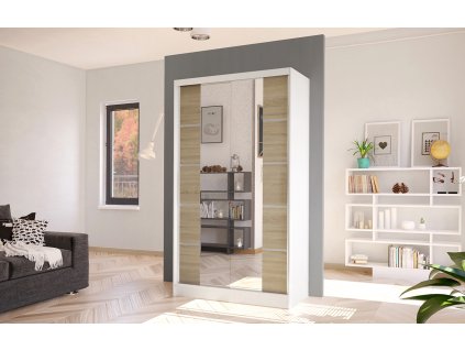 Skříň Diem V 100 - bílá/dub sonoma