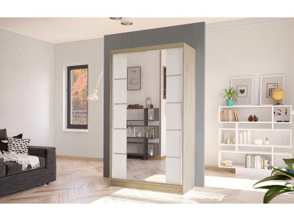 Skříň Diem V 100 - dub sonoma/bílá