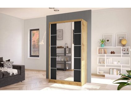 Skříň Diem V 100 - dub artisan/černá