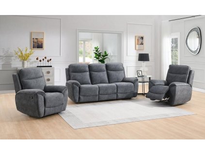 Polohovací sedací souprava Doncaster 3+1+1 014 šedá