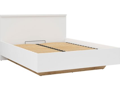 ERLA LOZ/160/B bílá/dub minerva/bílý lesk S ROŠTEM bez matrace/ 5BAL /***VÝPRODEJ