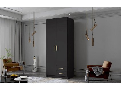 Skříň Arya I 80 - černá/zlaté úchytky