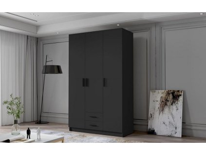 Skříň Arya I 120 - černá/černé úchytky