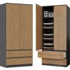 Šatní skříň Malvína 2S-90 antracit/dub artisan