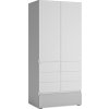 Šatní skříň FULIA S02, bílá alpská/šedá lesk