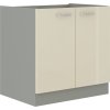 Kuchyňská skříňka Karpo 80 D 2F BB krémový lesk/šedá
