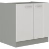 Kuchyňská skříňka Bolzano 80 D 2F BB bílý lesk/šedá