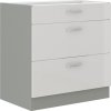 Kuchyňská skříňka Bolzano 80 D 3S BB bílý lesk/šedá