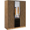 Šatní skříň BASILIO LUX 147 dub wotan/černá/zrcadlo