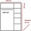 Skříň JELENA 3D šatní, 133cm (Varianta bílá)