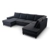 Rozkládací sedací souprava do U OLGA s úložným prostorem, levá, Matt Velvet 97, 09 černá