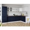 Rohová kuchyňská linka SIMEA bílá/tmavě modrá mat