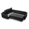 Rohová sedací souprava AMALIA rozkládací s úložným prostorem, levá, černá/Monolith 97