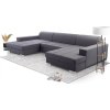 Rozkládací sedací souprava do U Miriam s úložným prostorem, šedá