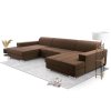 Rozkládací sedací souprava do U Miriam s úložným prostorem, tmavě hnědá