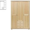 Šatní skříň FS-101, 3-dvéřová (Barva bez moření borovice)