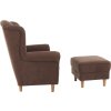 Křeslo ušák ASTRID s taburetem, hnědá