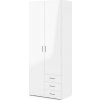 Šatní skříň Sid 2d3s bílá/bílý lesk 70425