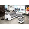 Rohová sedací souprava Oskar, rozkládací s úložným prostorem, pravá, světle šedá Inari 91/bílá Soft 1