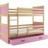 Patrová postel Riky s úložným prostorem, borovice/růžová