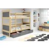 Patrová postel Riky s úložným prostorem, borovice/grafit