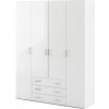 Šatní skříň SID 4D3S bílá/bílý lesk 70410