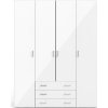 Šatní skříň SID 4D3S bílá/bílý lesk 70410