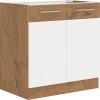 Spodní kuchyňská skříňka Vega 80ZL2F dřezová, dub lancelot/bílý lesk