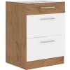 Spodní kuchyňská skříňka Vega 60D3S se šuplíky, dub lancelot/bílý lesk