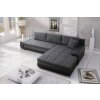 Rohová sedací souprava TONIKS, rozkládací s úložným prostorem, černá/černý melír