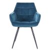 Designové jídelní křeslo TES VELVET tyrkysová/černý kov