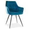 Designové jídelní křeslo TES VELVET tyrkysová/černý kov