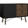 Komoda RAIN 1D2S, černá MAT/ořech
