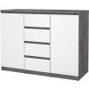 Komoda SIMPLICITY 236, beton/bílý lesk