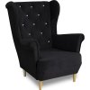 Relaxační křeslo ušák Selene K černá s krystaly