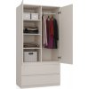 Šatní skříň Malvína 2S-90 kašmír/zrcadlo