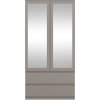 Šatní skříň Malvína 2S-90 šedá - jíl/zrcadlo