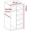 Skříň JELENA 2D šatní, 90cm (Varianta bílá)
